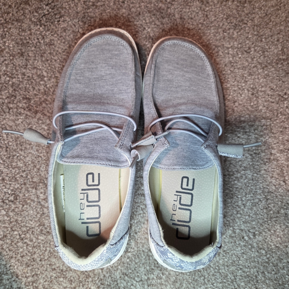 Hey Dude Wendy Stretch Fleece Glacier Gray Shoes Women’s Size 9 Slip On Casual